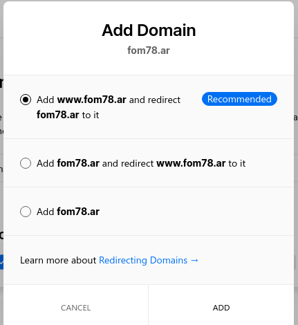 Vercel Add Domain