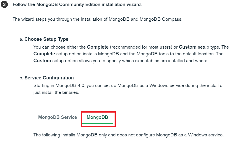 opcion de instalacion de mongodb