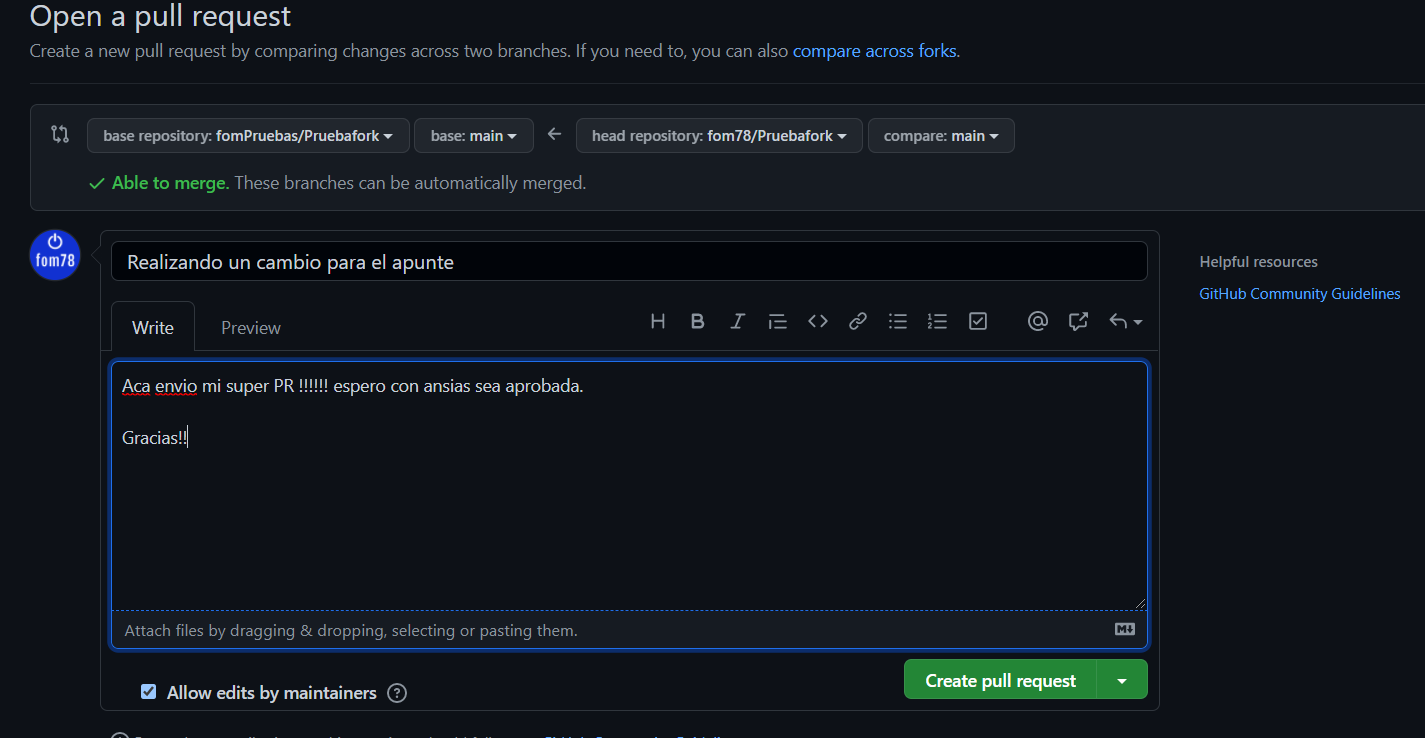 Creando pull request